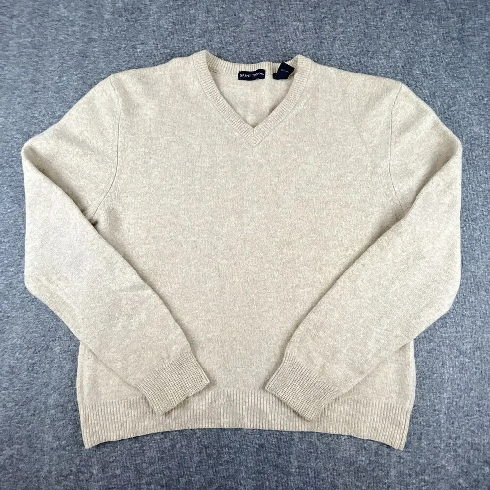 Lot of 2 100% Pure Wool Sweaters Mens Sz L Geoffrey Beene Beige/Green VTG 90’ - Picture 2 of 10